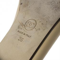 مملوكة مسبقًا Chanel Beige Leather CC Cap Toe Ballet Flats Size 38