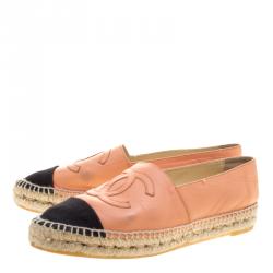 Pre Owned حذاء إسبادريل شانيل CC سويدي برتقالي فلوروسينت مقاس 39