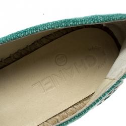 Pre Owned Chanel Green/Black Canvas CC Espadrilles Size 42