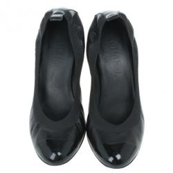 مملوكة مسبقًا Chanel Black Leather Elastic Ballet Pumps Size 39
