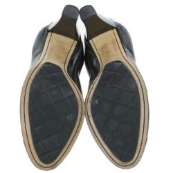 مملوكة مسبقًا Chanel Black Leather Elastic Ballet Pumps Size 39