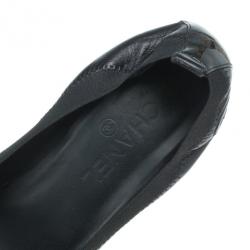 مملوكة مسبقًا Chanel Black Leather Elastic Ballet Pumps Size 39