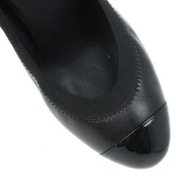 مملوكة مسبقًا Chanel Black Leather Elastic Ballet Pumps Size 39
