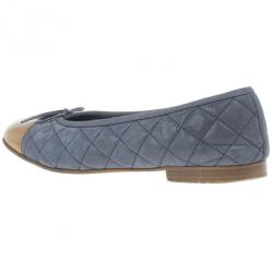 Pre Owned Chanel Two Toe Quilted Leather CC Ballet Flats Size 39