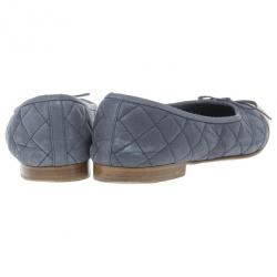 Pre Owned Chanel Two Toe Quilted Leather CC Ballet Flats Size 39