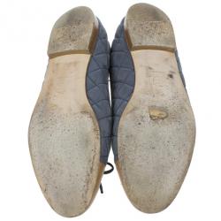 Pre Owned Chanel Two Toe Quilted Leather CC Ballet Flats Size 39