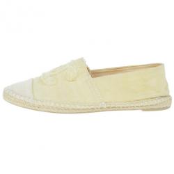 مملوكة مسبقًا حذاء فلات إسبادريل شانيل كانفاس أصفر مقاس 37