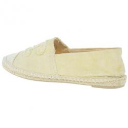 مملوكة مسبقًا حذاء فلات إسبادريل شانيل كانفاس أصفر مقاس 37