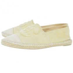 مملوكة مسبقًا حذاء فلات إسبادريل شانيل كانفاس أصفر مقاس 37