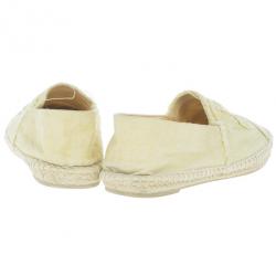 مملوكة مسبقًا حذاء فلات إسبادريل شانيل كانفاس أصفر مقاس 37