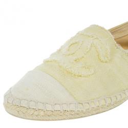 مملوكة مسبقًا حذاء فلات إسبادريل شانيل كانفاس أصفر مقاس 37