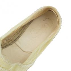 مملوكة مسبقًا حذاء فلات إسبادريل شانيل كانفاس أصفر مقاس 37