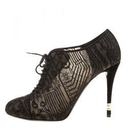Chanel Black Lace Ankle Booties Size 39