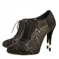 Chanel Black Lace Ankle Booties Size 39