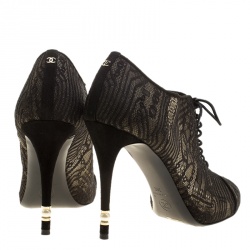 Chanel Black Lace Ankle Booties Size 39