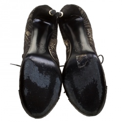 Chanel Black Lace Ankle Booties Size 39
