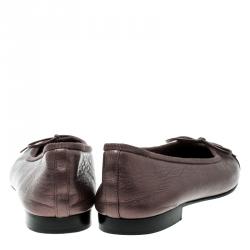 Pre Owned Chanel Lilac/Black Leather CC Cap Toe Ballet Flats Size 36