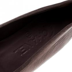 Pre Owned Chanel Lilac/Black Leather CC Cap Toe Ballet Flats Size 36