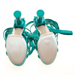 Chanel Turquoise Strappy Leather Gladiator Platform Sandals Size 39