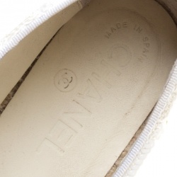 Pre Owned Chanel White Sequins and Patent Leather CC Espadrilles Size 37