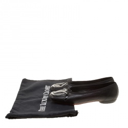 مملوكة مسبقًا Chanel Black Quilted Leather CC Cambon Ballet Flats Size 37