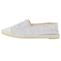 Pre Owned Chanel Purple Canvas Espadrilles Flats Size 37