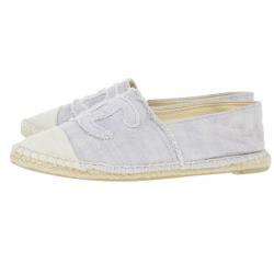 Pre Owned Chanel Purple Canvas Espadrilles Flats Size 37