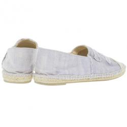 Pre Owned Chanel Purple Canvas Espadrilles Flats Size 37