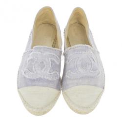 Pre Owned Chanel Purple Canvas Espadrilles Flats Size 37
