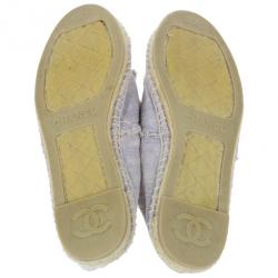 Pre Owned Chanel Purple Canvas Espadrilles Flats Size 37