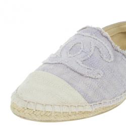 Pre Owned Chanel Purple Canvas Espadrilles Flats Size 37