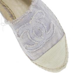 Pre Owned Chanel Purple Canvas Espadrilles Flats Size 37