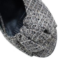 مملوكة مسبقًا صندل شانيل فيونكة تويد وحزام للكاحل مقاس 39.5