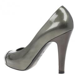 Pre Owned Chanel Metallic CC Cap Toe Pumps Size 38