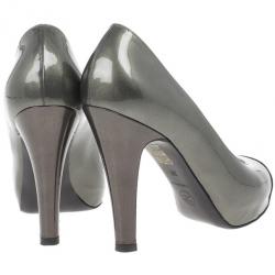 Pre Owned Chanel Metallic CC Cap Toe Pumps Size 38