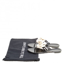 Chanel Black and White Jelly Camellia Thong Sandals Size 36