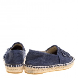 Pre Owned حذاء إسبادريل شانيل شعار CC كانفاس  أسود/ أزرق مقاس 37