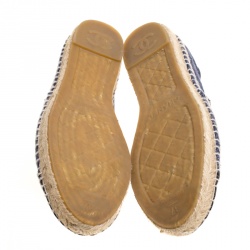 Pre Owned حذاء إسبادريل شانيل شعار CC كانفاس أسود/ أزرق مقاس 37