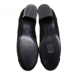 Chanel Black Suede and Elastic Fabric Ankle Boots Size 37