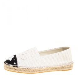 Pre Owned حذاء إسبادريل شانيل CC رش طلاء كانفاس مونوكروم مقاس 38