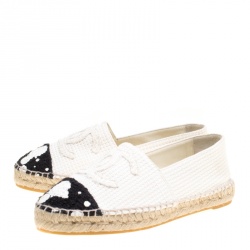 Pre Owned حذاء إسبادريل شانيل CC رش طلاء كانفاس مونوكروم مقاس 38