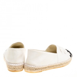 Pre Owned حذاء إسبادريل شانيل CC رش طلاء كانفاس مونوكروم مقاس 38