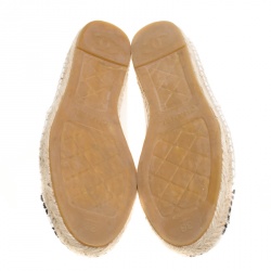 Pre Owned حذاء إسبادريل شانيل CC رش طلاء كانفاس مونوكروم مقاس 38