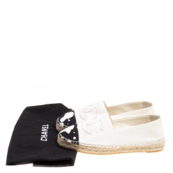 Pre Owned حذاء إسبادريل شانيل CC رش طلاء كانفاس مونوكروم مقاس 38