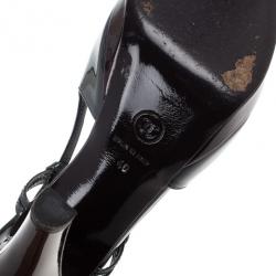 Pre Owned Chanel Two Tone Cap Toe Platform Slingback Sandals Size 40