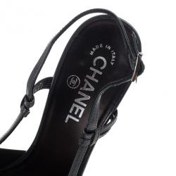 Pre Owned Chanel Two Tone Cap Toe Platform Slingback Sandals Size 40