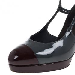 Pre Owned Chanel Two Tone Cap Toe Platform Slingback Sandals Size 40