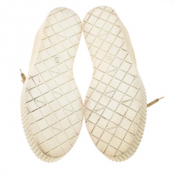 Pre Owned Chanel Metallic Gold Distressed Foil Leather Creepers Platform Sneakers Size 39.5