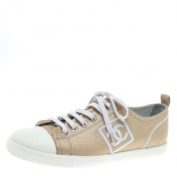مملوكة مسبقًا Chanel Metallic Gold Canvas Tennis CC Low Top Sneakers Size 36.5
