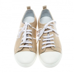 مملوكة مسبقًا Chanel Metallic Gold Canvas Tennis CC Low Top Sneakers Size 36.5